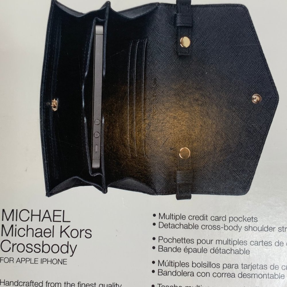 New Michael Michael Kors Black Saffiano Cross bag Pockets Gold Shoulder Strap - Picture 3 of 11